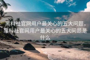 黑料社官网用户最关心的五大问题，黑料社官网用户最关心的五大问题是什么