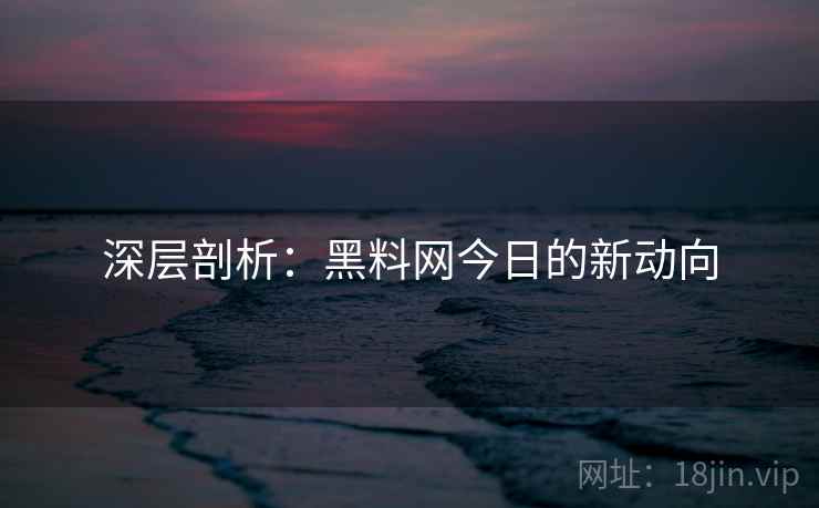 深层剖析：黑料网今日的新动向