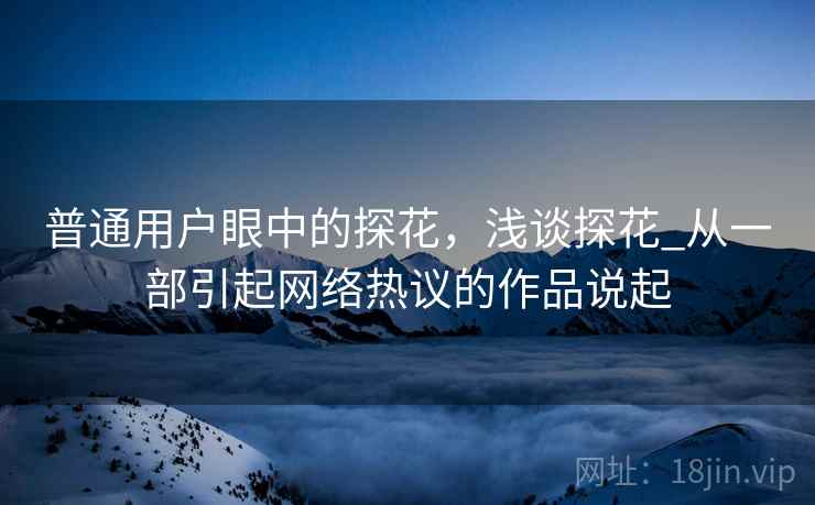 普通用户眼中的探花，浅谈探花_从一部引起网络热议的作品说起